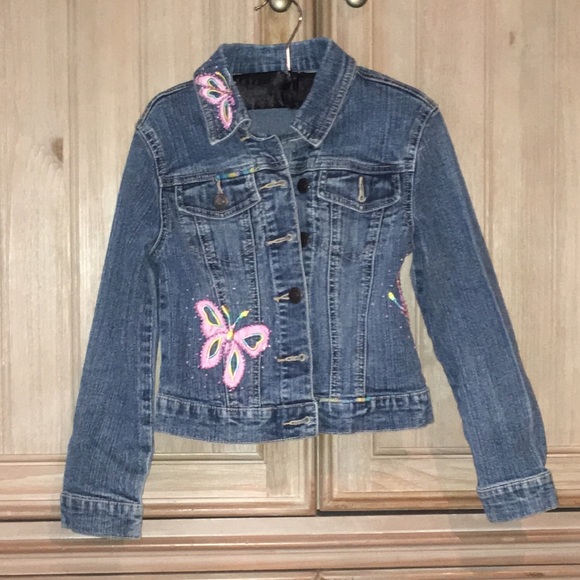 Arizona Jean Company Other - Girls Denim Jean Jacket w Butterflies Sz Small